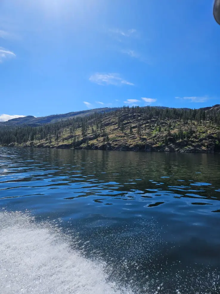 Wake off the stern running across Okanagan Lake