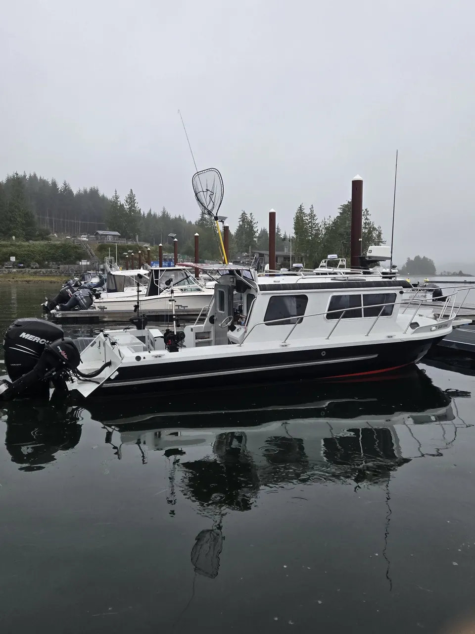 The boat in a coastal marina