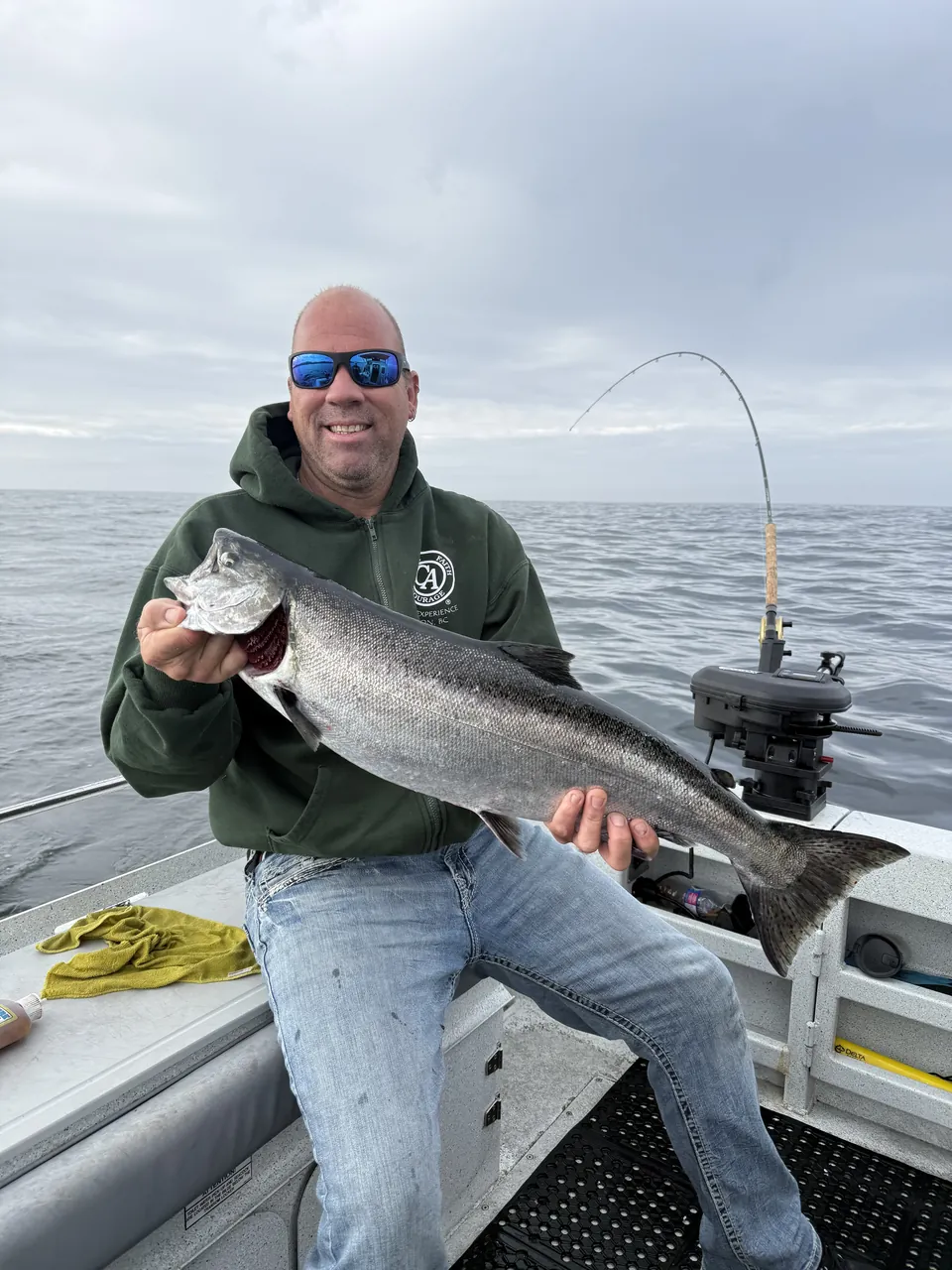 Salmon on the line and in hand