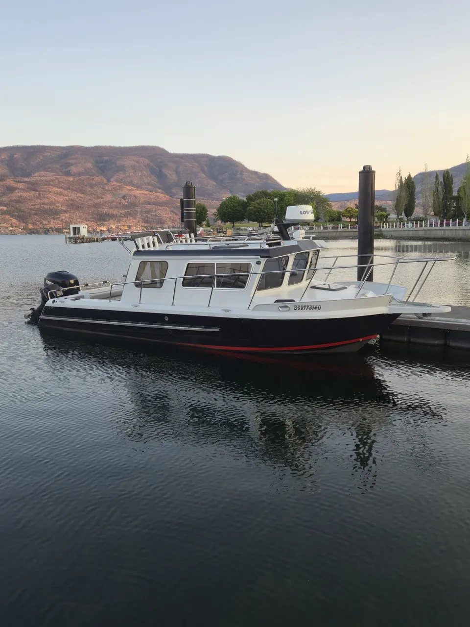 The boat at the dock in Kelowna at sunrise